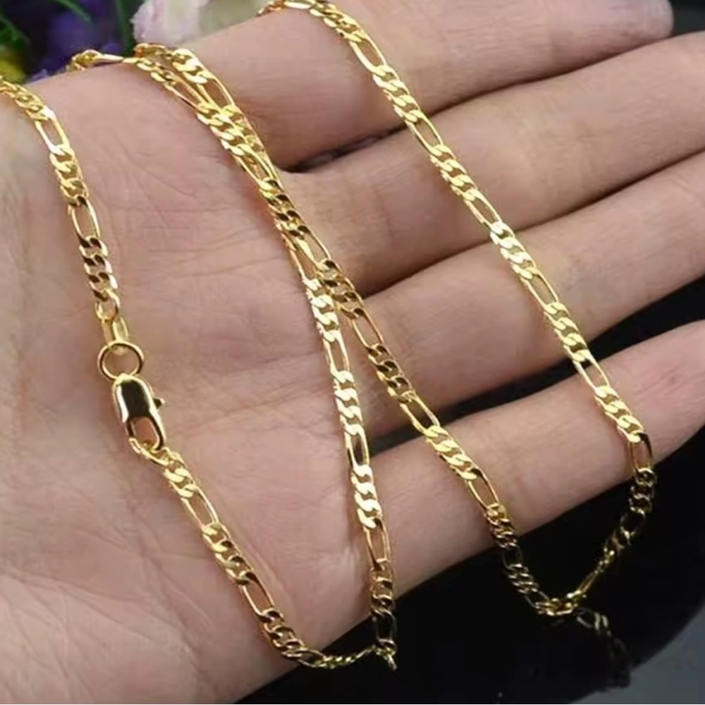 18K Gold plated Necklace For Women Men Size 75 cm - Picture 5 of 6